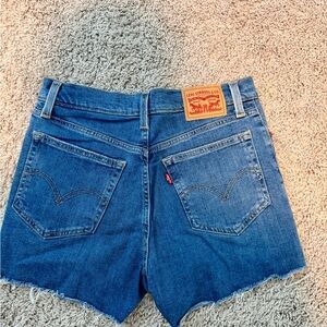 Levi's Blue Denim Cutoff Shorts with Frayed Hem